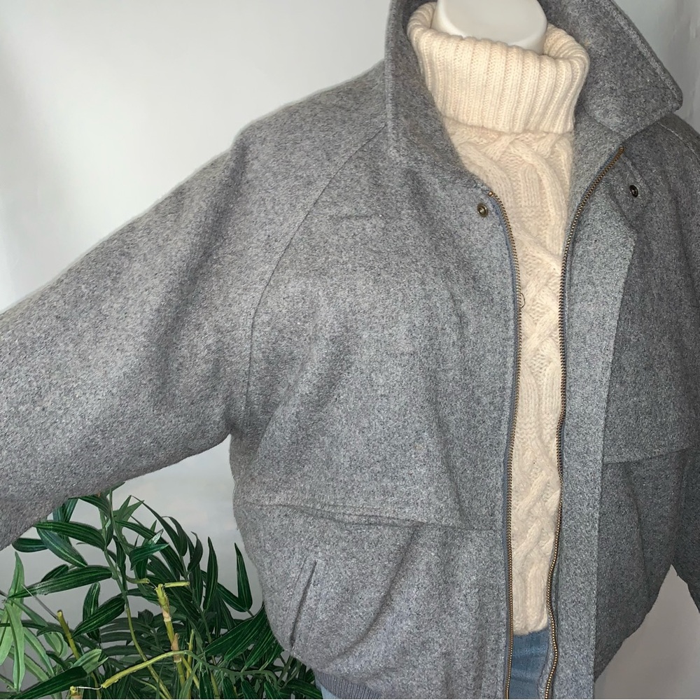 v i n t a g e :: Wool Warm Padded Lined Tweed Bomber Jacket - Picture 4 of 15